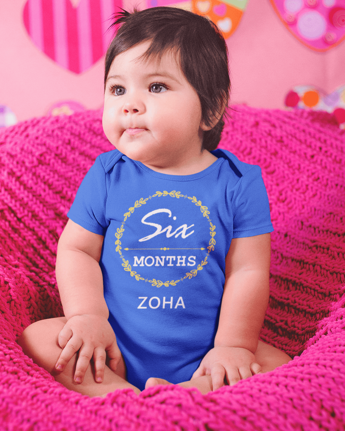 Custom Name Six Months Rompers for Baby Girl- FunkyTeesClub