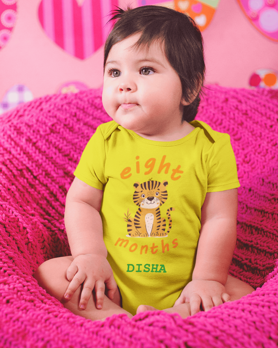 Custom Name Eight Month Rompers for Baby Girl- FunkyTeesClub