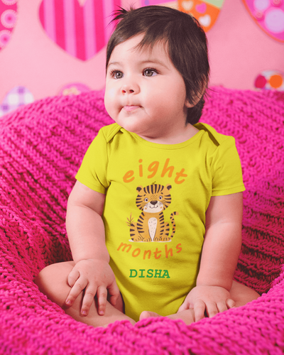 Custom Name Eight Month Rompers for Baby Girl- FunkyTeesClub