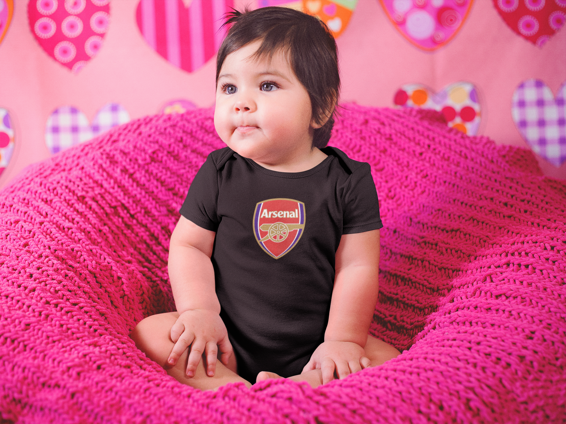 Arsenal Black Rompers for Baby Girl - FunkyTeesClub