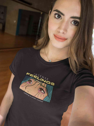 Anime Theme Intense Feelings Quotes Women Half Sleeves T-shirt- FunkyTeesClub