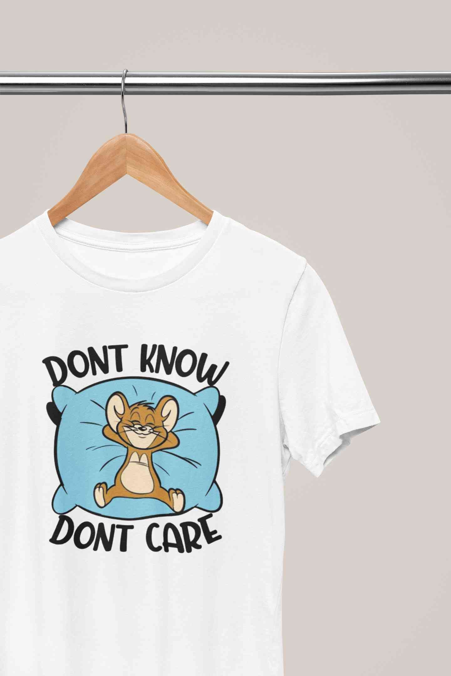 Funny Cartoon Dont Care Mens Half Sleeves T-shirt- FunkyTeesClub
