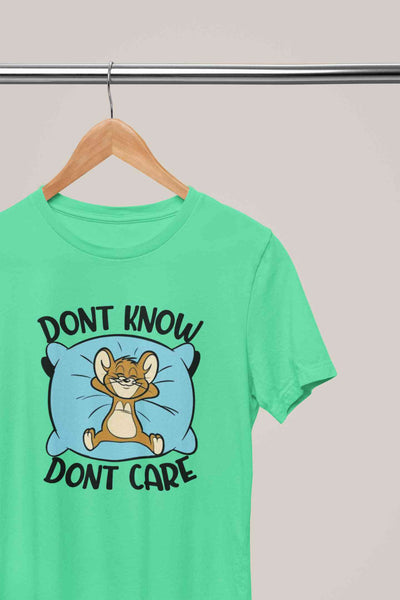 Funny Cartoon Dont Care Women Half Sleeves T-shirt- FunkyTeesClub