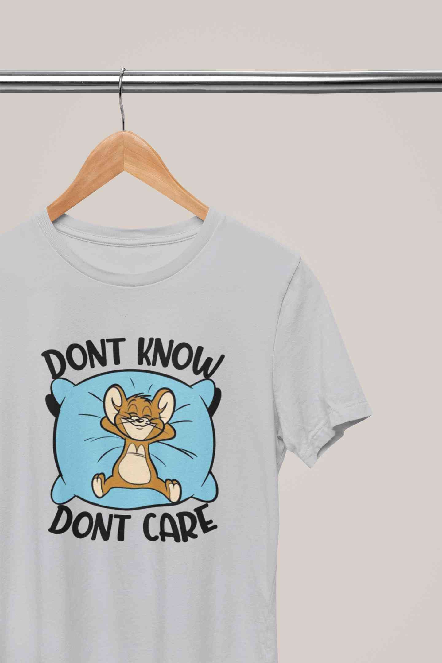 Funny Cartoon Dont Care Women Half Sleeves T-shirt- FunkyTeesClub