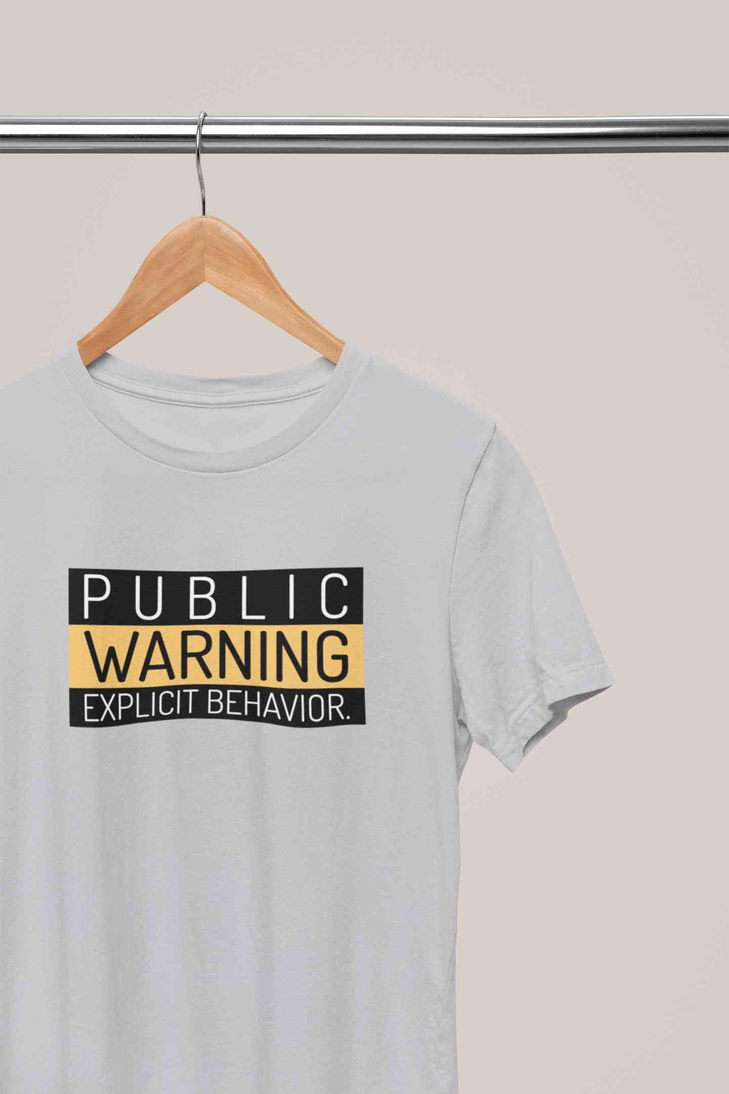 Public Warning Quotes Mens Half Sleeves T-shirt- FunkyTeesClub