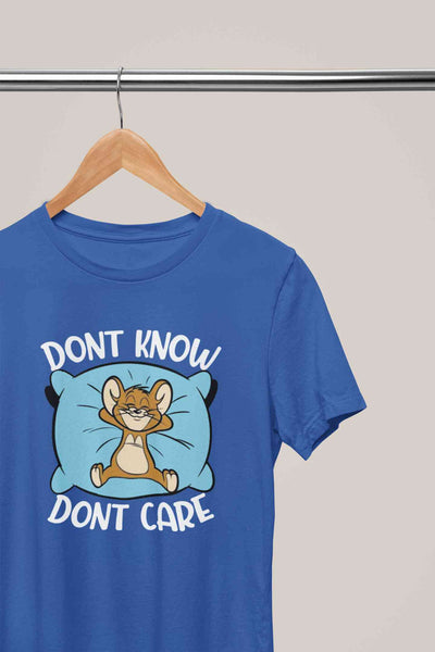 Funny Cartoon Dont Care Women Half Sleeves T-shirt- FunkyTeesClub