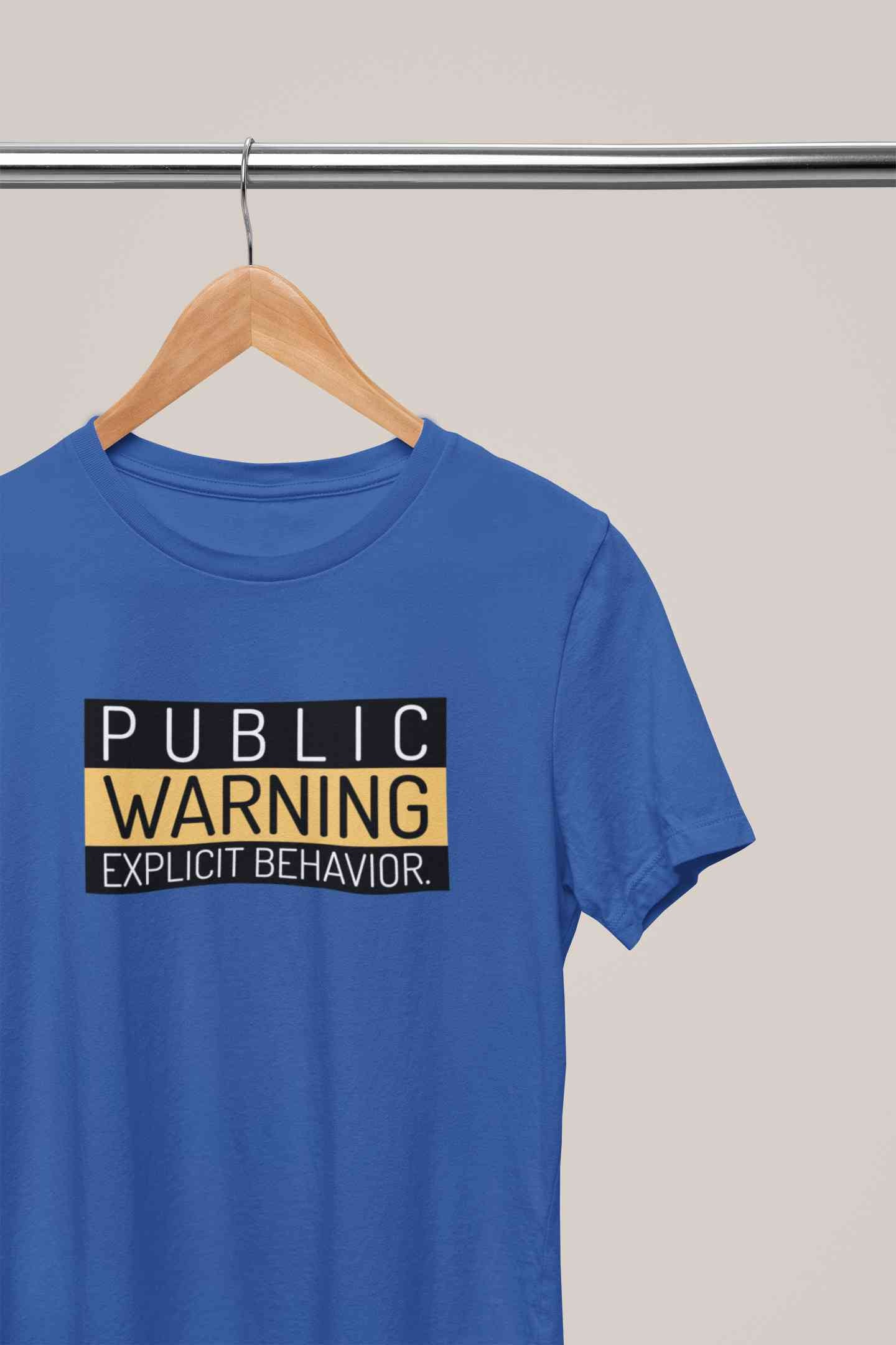 Public Warning Quotes Mens Half Sleeves T-shirt- FunkyTeesClub