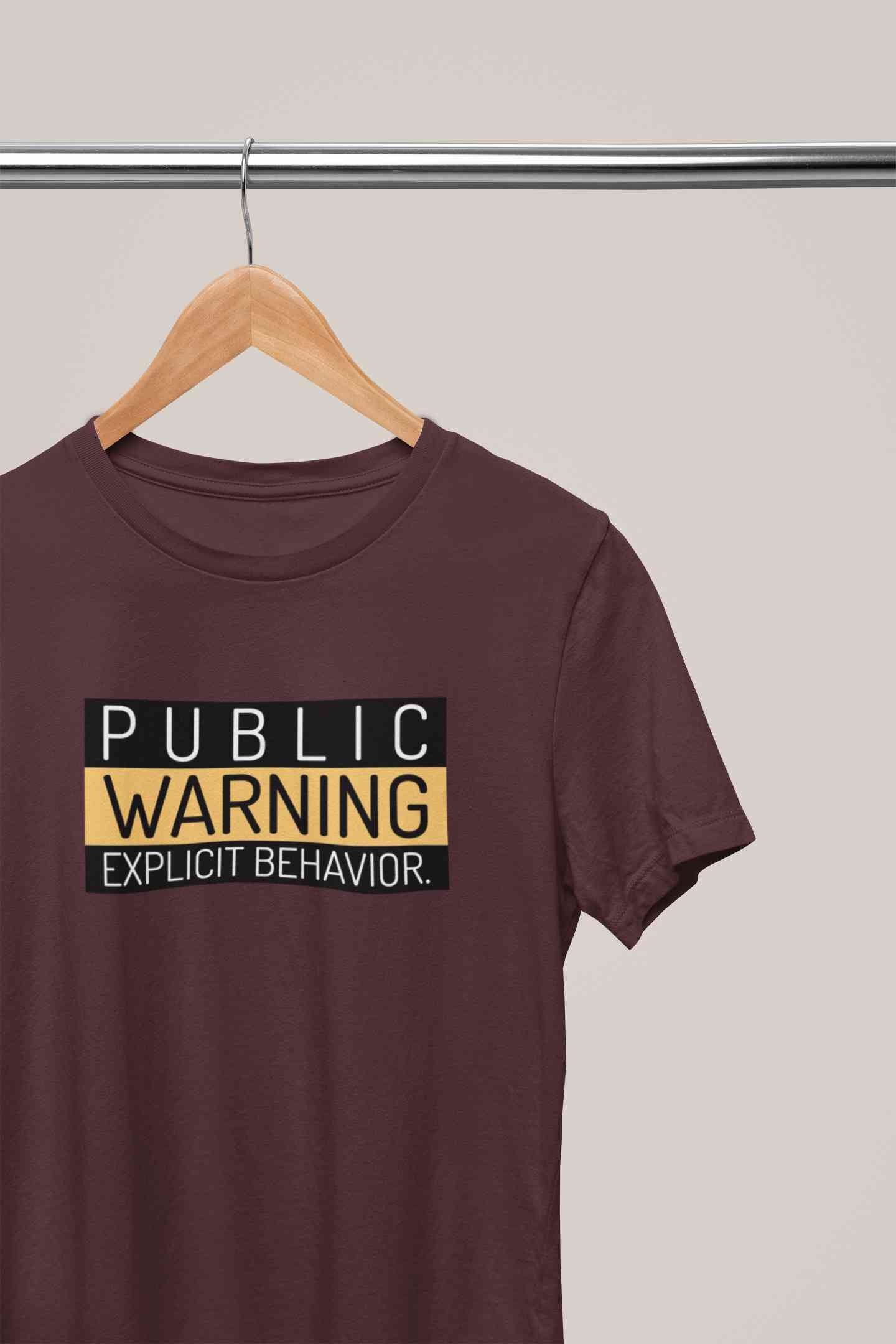 Public Warning Quotes Mens Half Sleeves T-shirt- FunkyTeesClub
