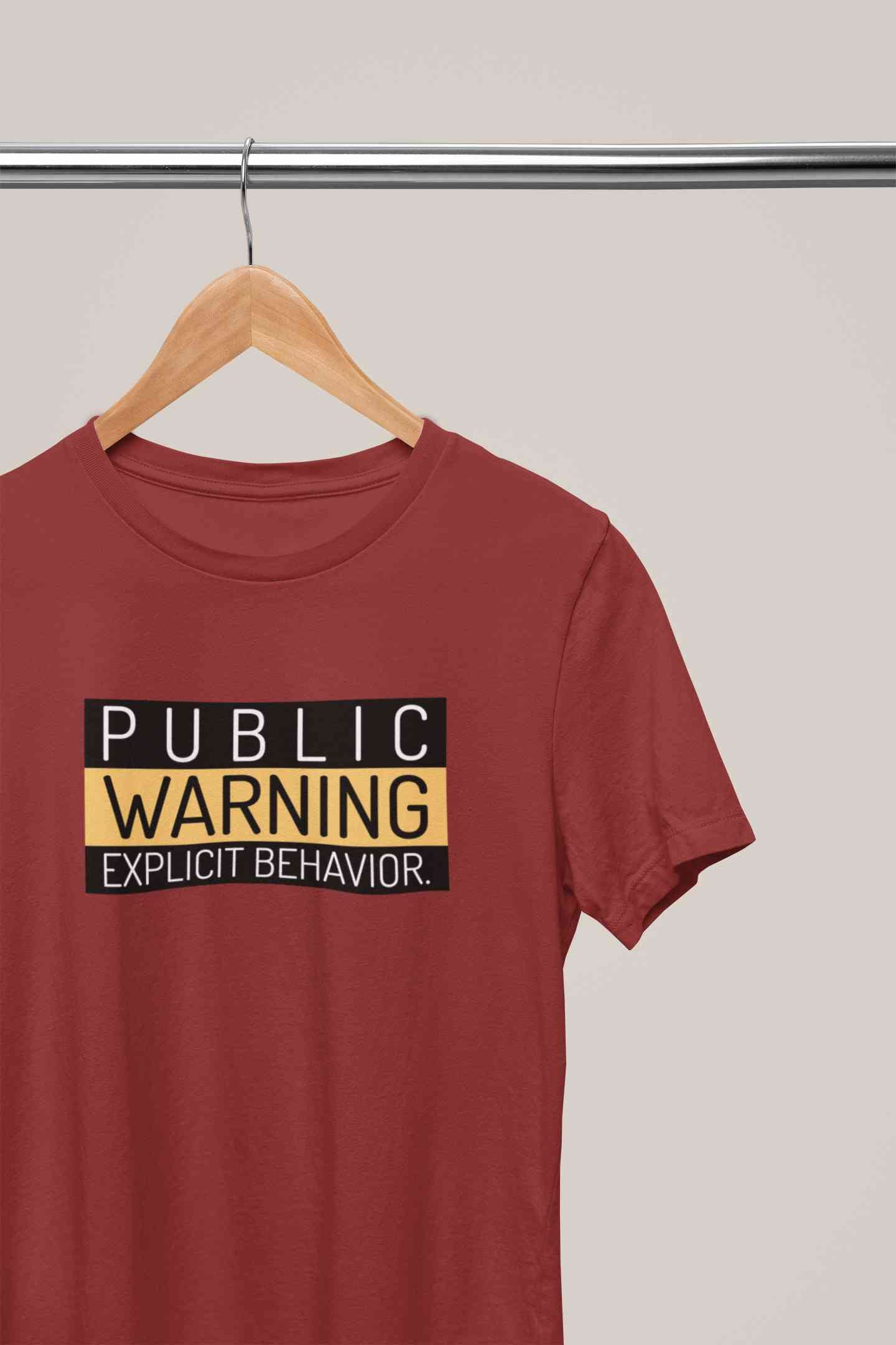 Public Warning Quotes Mens Half Sleeves T-shirt- FunkyTeesClub