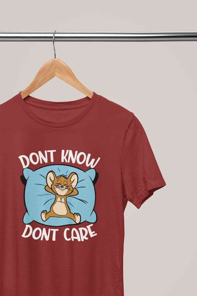 Funny Cartoon Dont Care Women Half Sleeves T-shirt- FunkyTeesClub