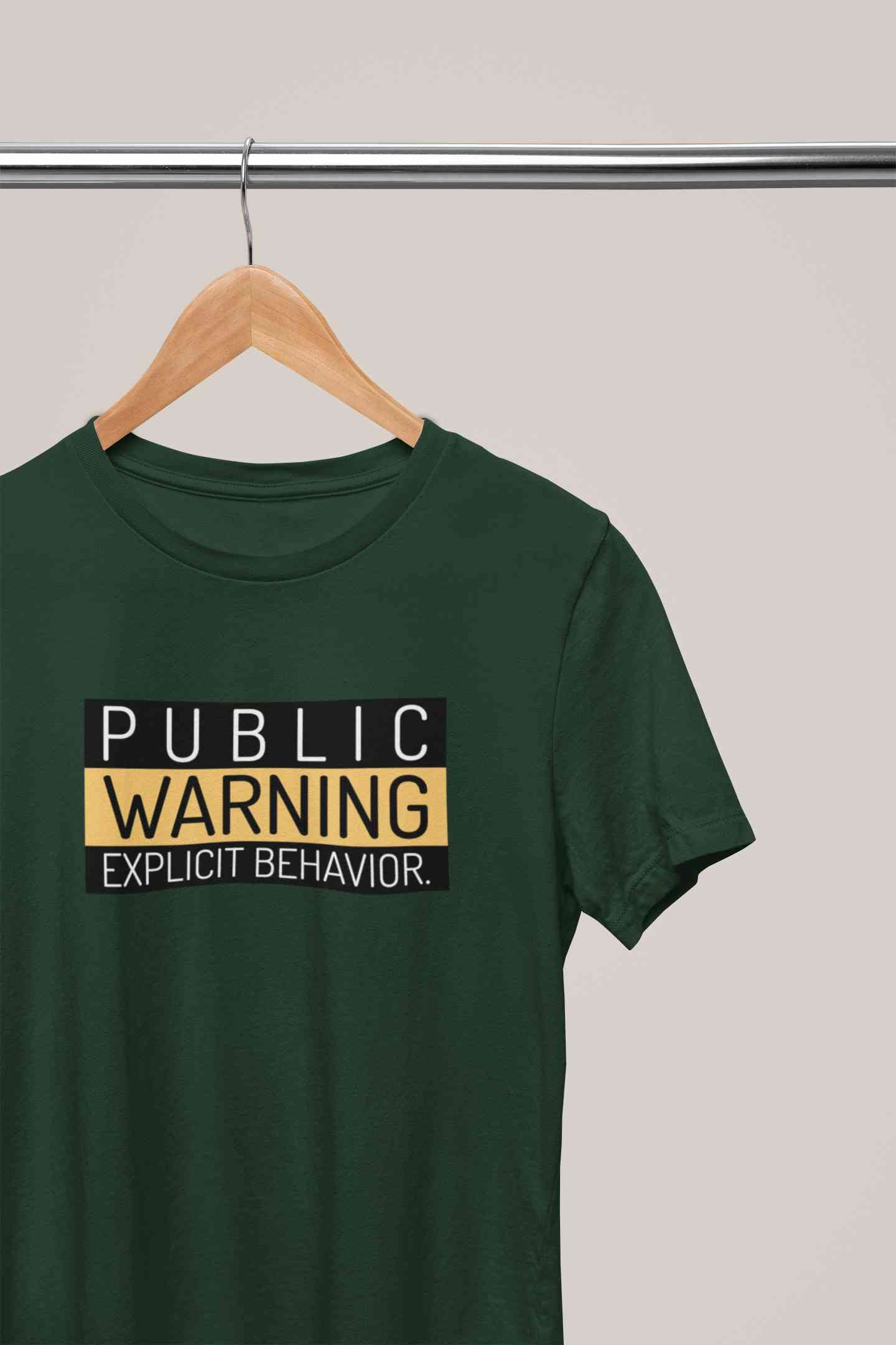 Public Warning Quotes Mens Half Sleeves T-shirt- FunkyTeesClub