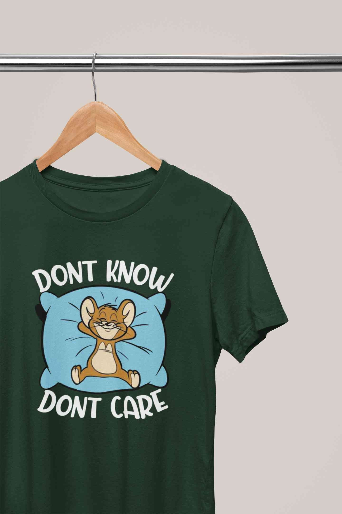Funny Cartoon Dont Care Mens Half Sleeves T-shirt- FunkyTeesClub