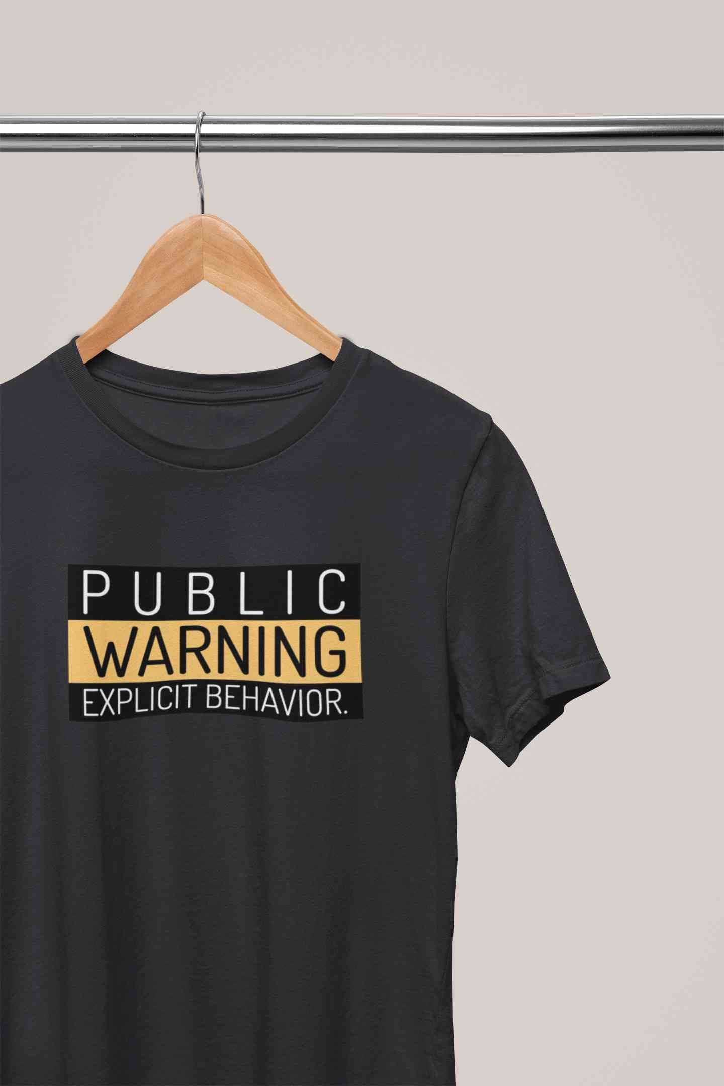 Public Warning Quotes Mens Half Sleeves T-shirt- FunkyTeesClub