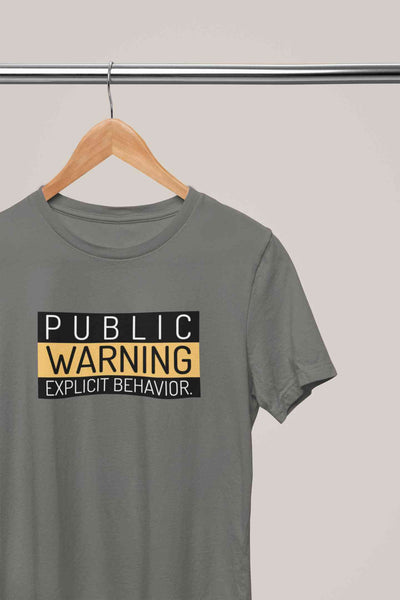 Public Warning Quotes Women Half Sleeves T-shirt- FunkyTeesClub