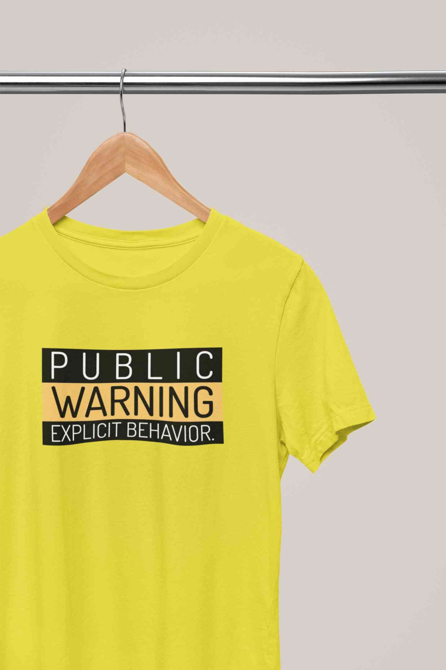 Public Warning Quotes Mens Half Sleeves T-shirt- FunkyTeesClub