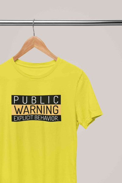 Public Warning Quotes Mens Half Sleeves T-shirt- FunkyTeesClub