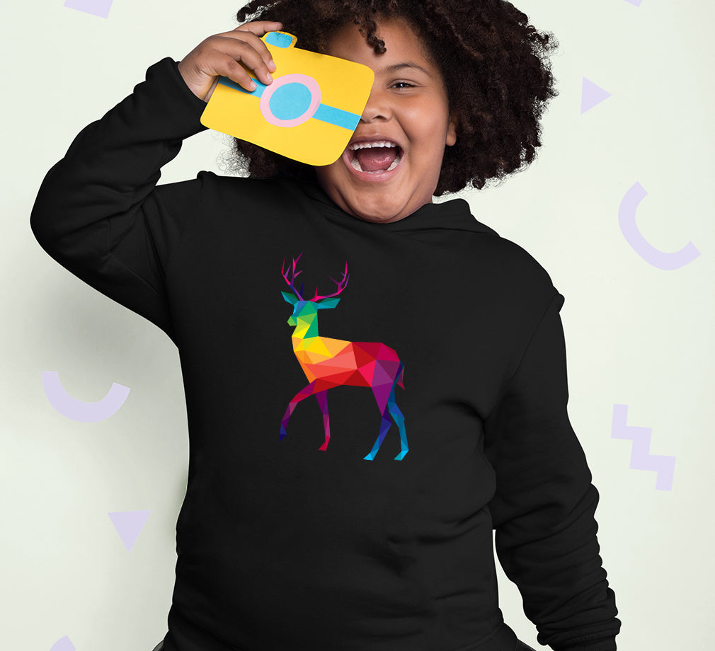POLYGONAL DEER Girl Hoodies-FunkyTeesClub