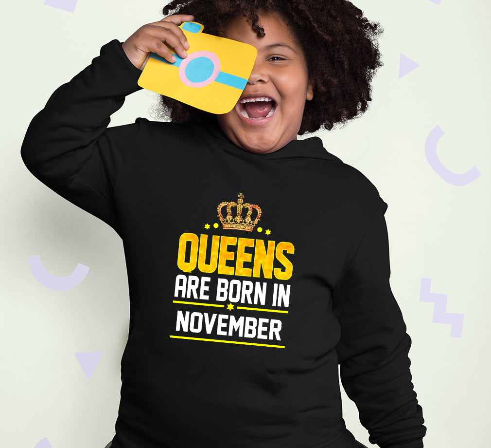 Queens Are Born In november Girl Hoodies-FunkyTeesClub