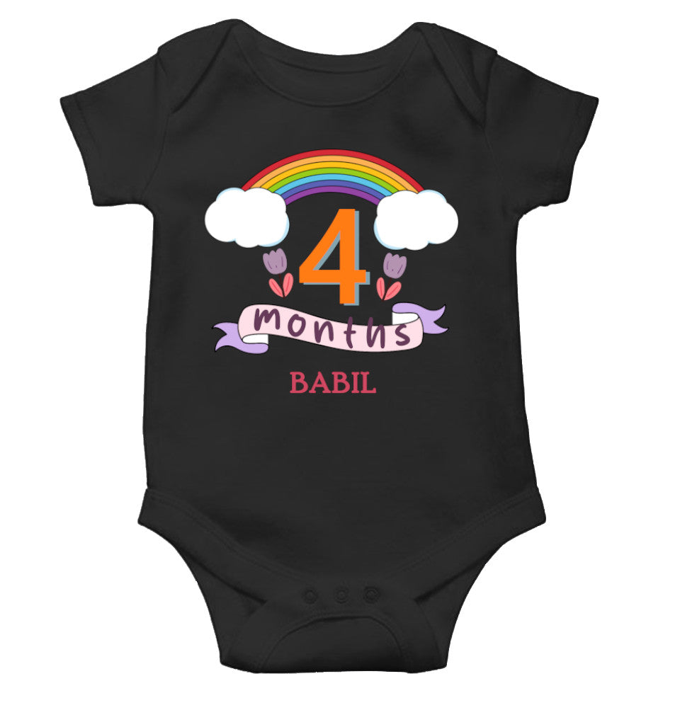 Custom Name Fourth Month Rompers for Baby Boy- FunkyTeesClub