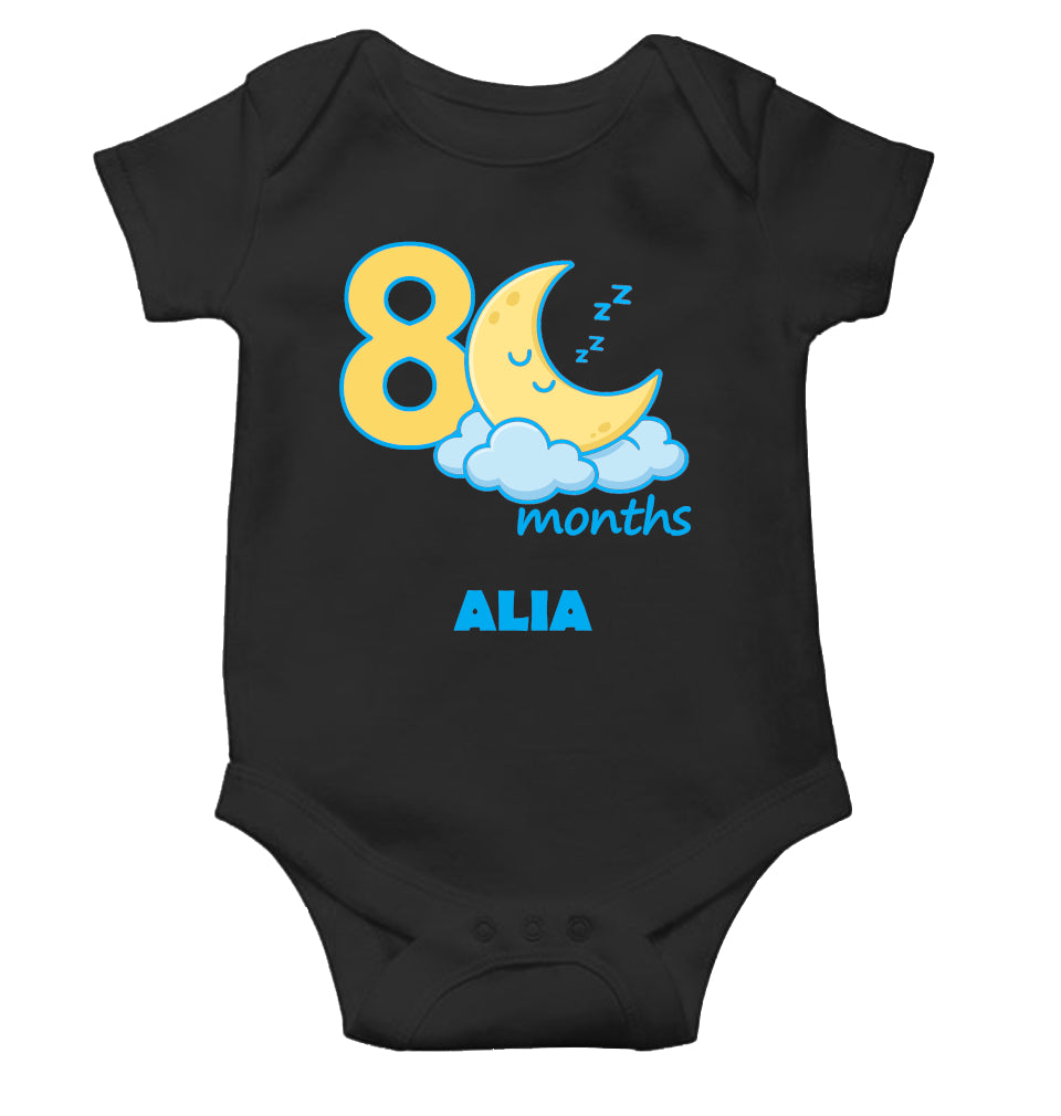 Custom Name Eighth Month Rompers for Baby Girl- FunkyTeesClub