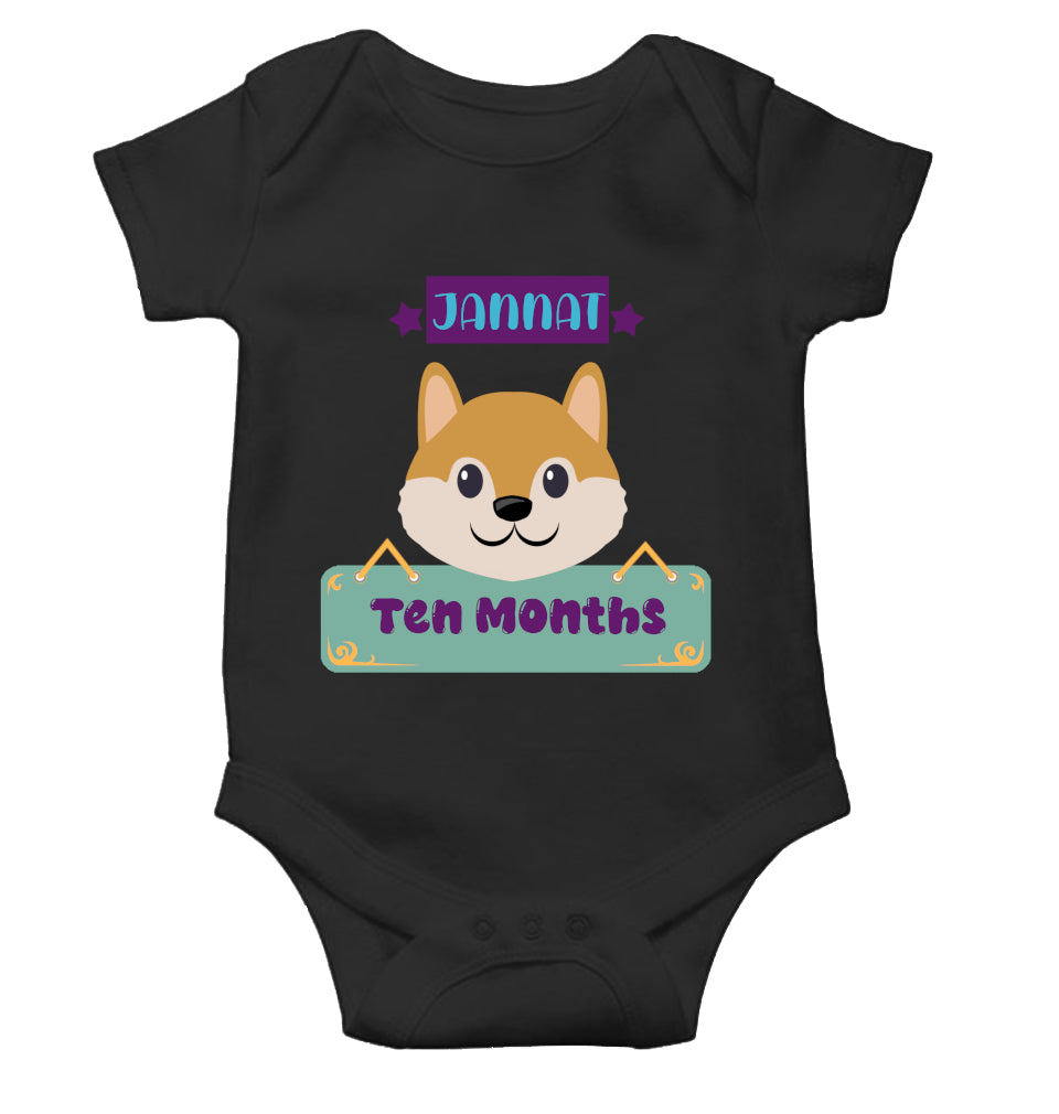 Custom Name Ten Months Rompers for Baby Girl- FunkyTeesClub