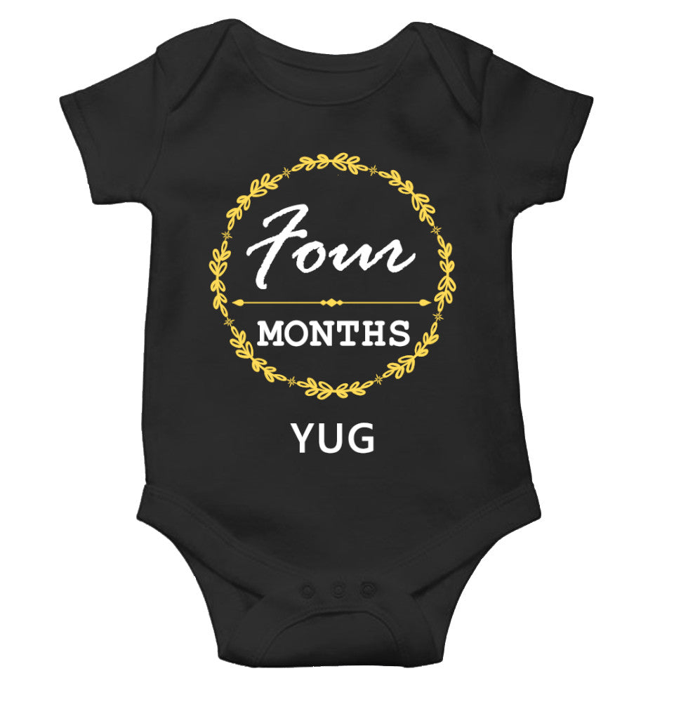 Custom Name Four Months Rompers for Baby Boy- FunkyTeesClub
