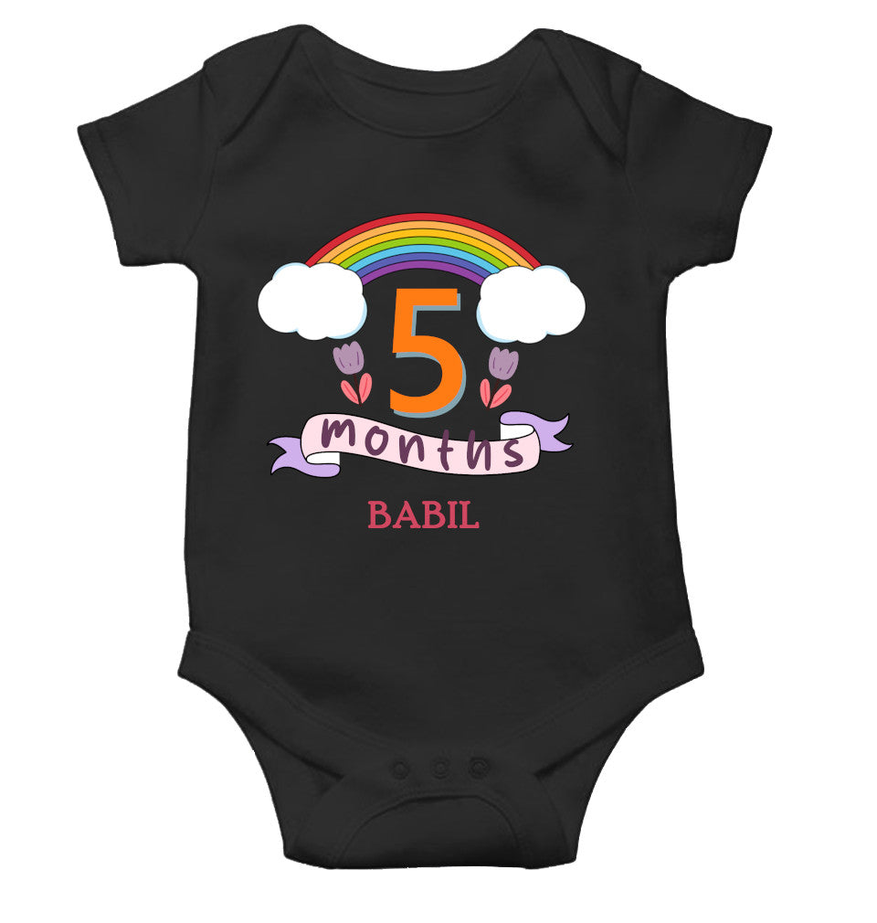 Custom Name Fifth Month Rompers for Baby Boy- FunkyTeesClub