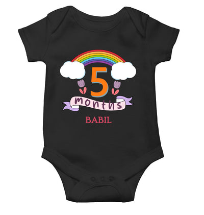 Custom Name Fifth Month Rompers for Baby Boy- FunkyTeesClub