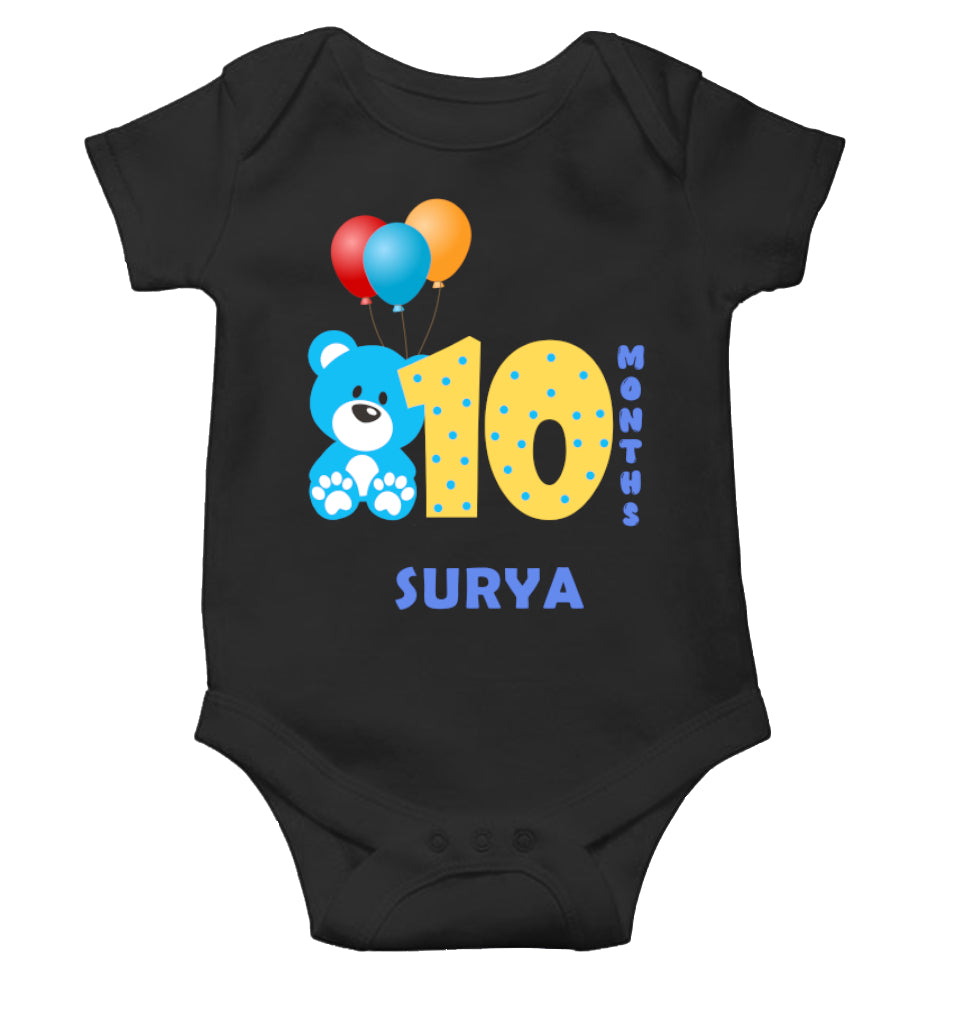 Custom Name Tenth Month Rompers for Baby Boy- FunkyTeesClub