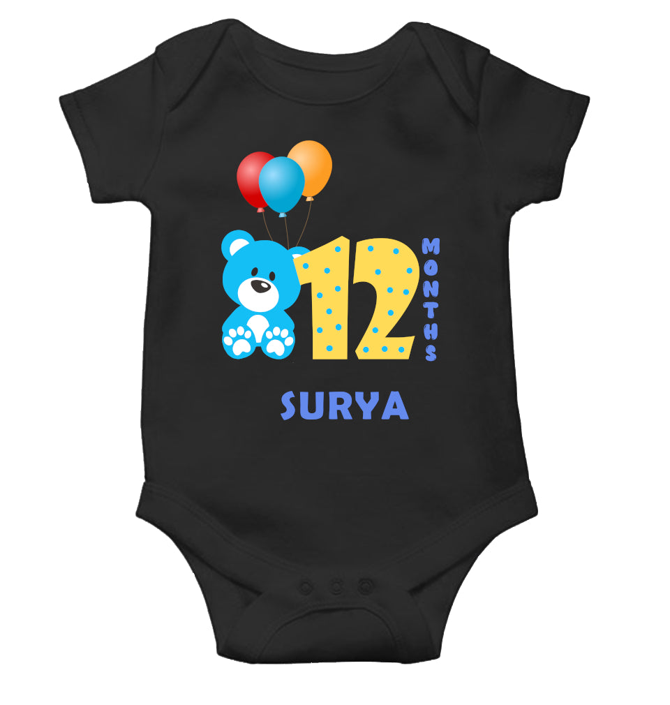 Custom Name Twelfth Month Rompers for Baby Boy- FunkyTeesClub