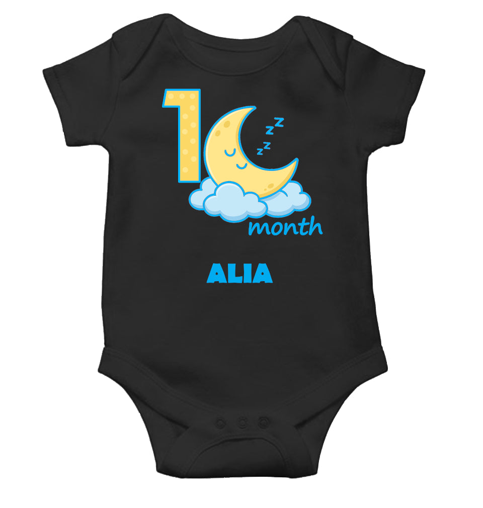 Custom Name First Month Rompers for Baby Girl- FunkyTeesClub