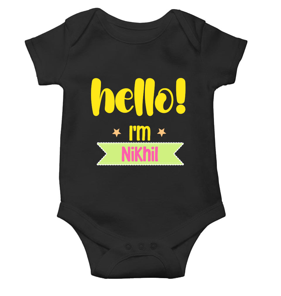 Custom Name Hello New Born Rompers for Baby Boy- FunkyTeesClub
