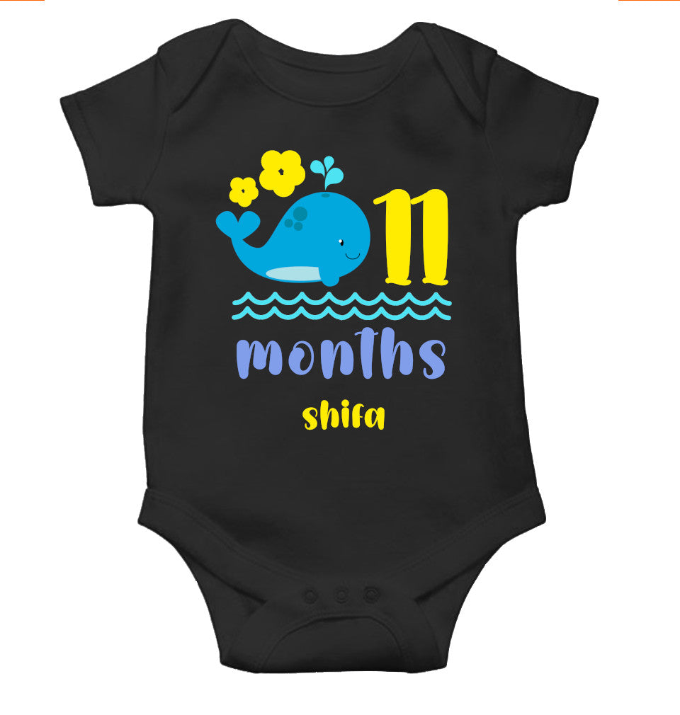 Custom Name Eleventh Month Rompers for Baby Girl- FunkyTeesClub