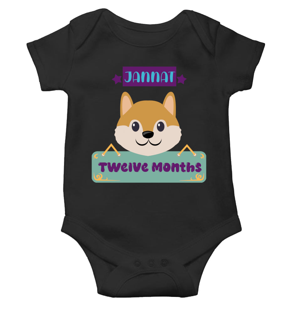 Custom Name Twelve Months Rompers for Baby Girl- FunkyTeesClub