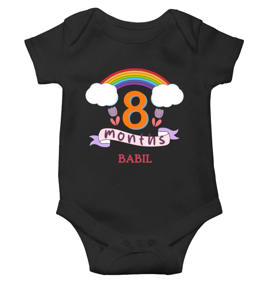Custom Name Eight Month Rompers for Baby Boy- FunkyTeesClub