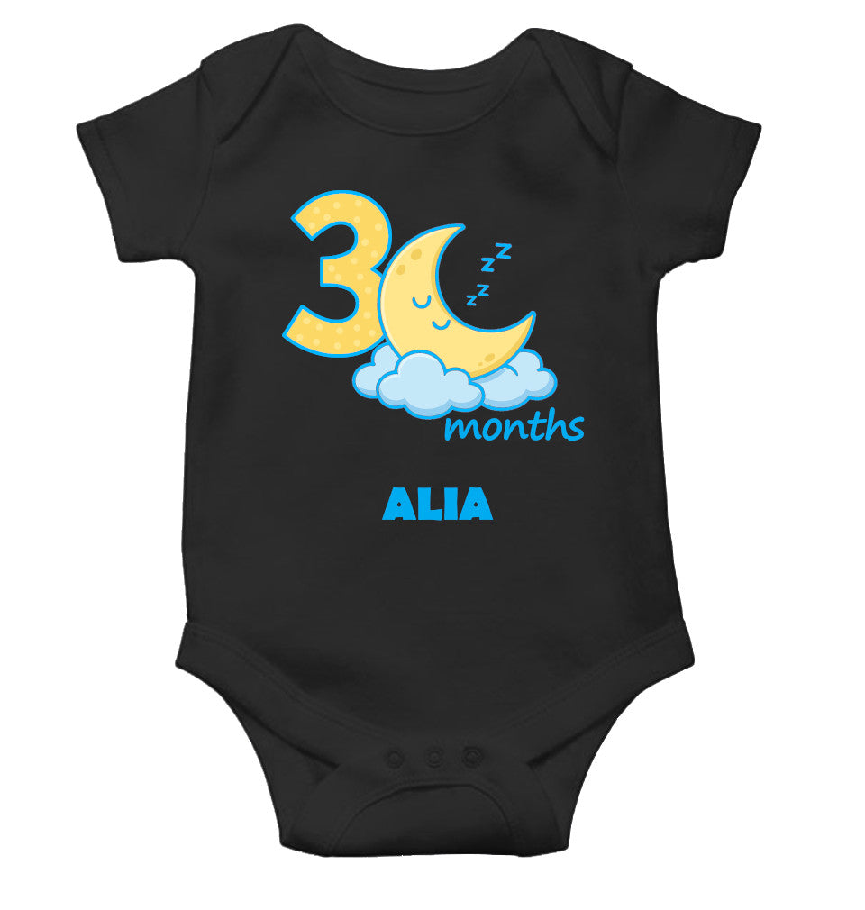 Custom Name Third Month Rompers for Baby Girl- FunkyTeesClub