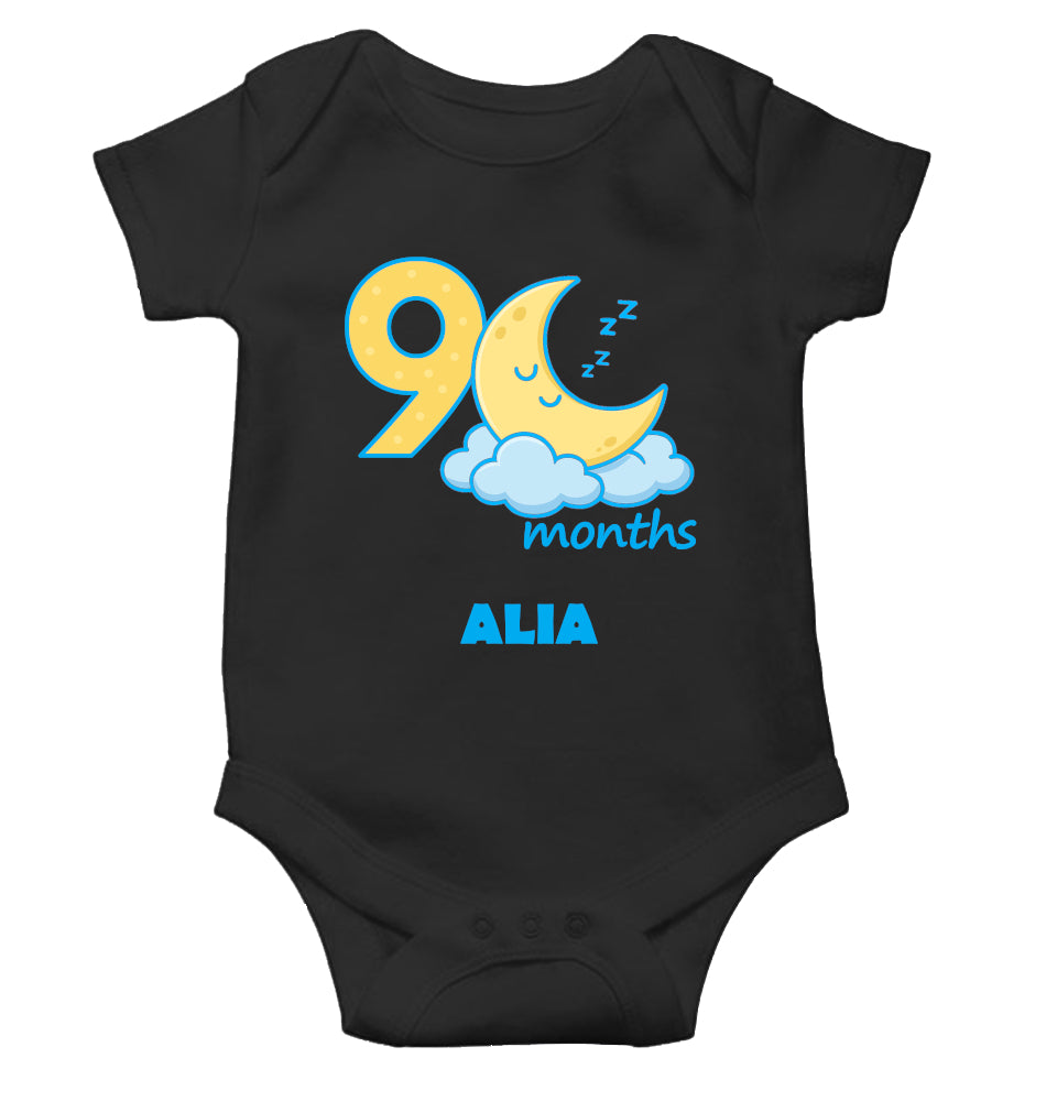 Custom Name Ninth Month Rompers for Baby Girl- FunkyTeesClub