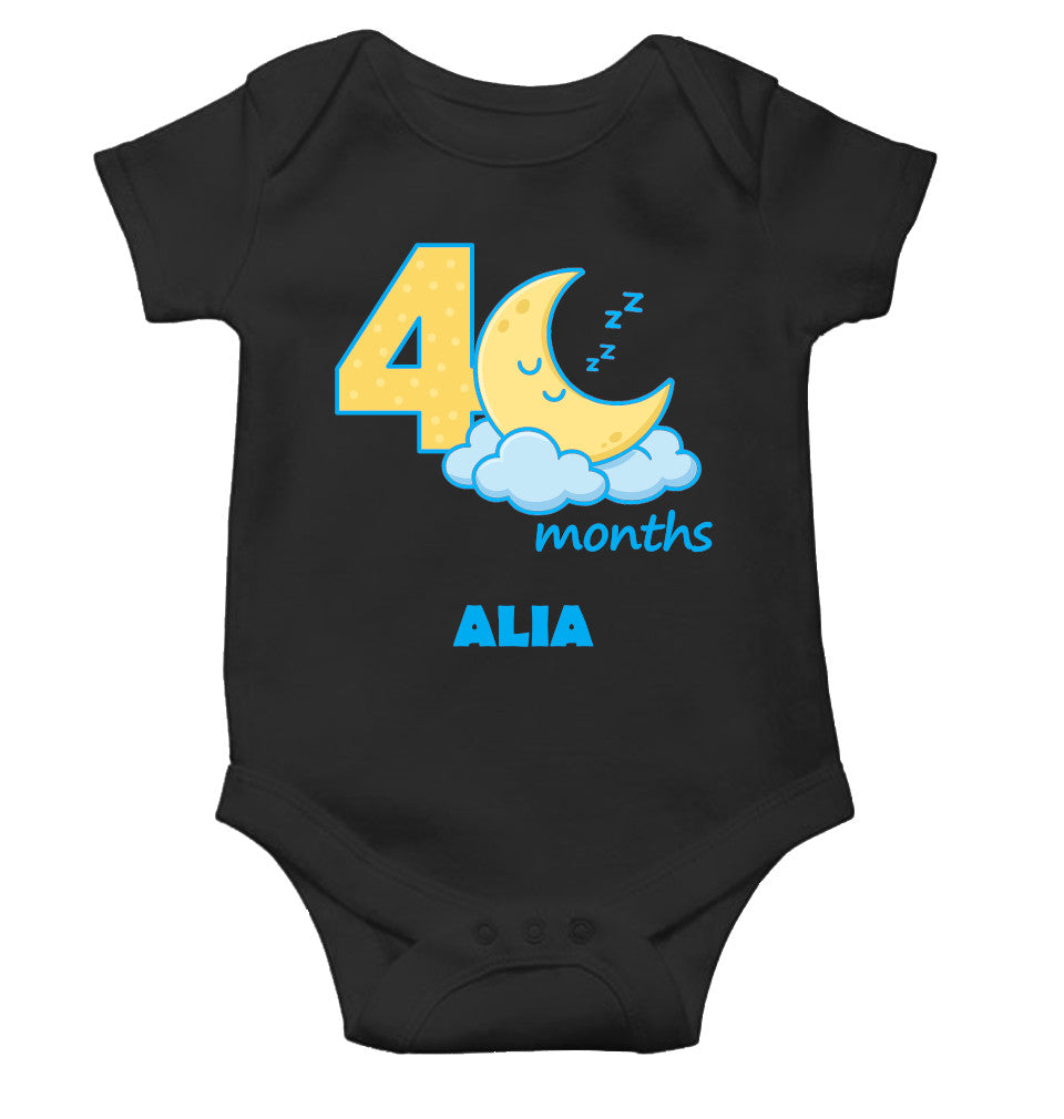 Custom Name Fourth Month Rompers for Baby Girl- FunkyTeesClub