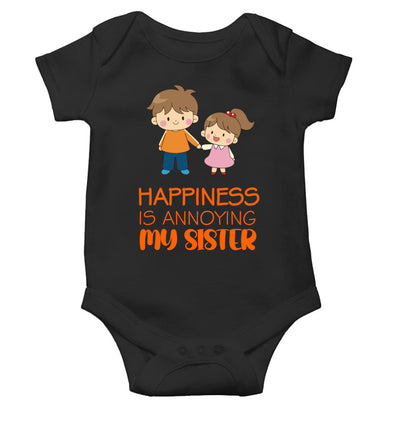 Happiness Is Annoying My Sister Rakshabadhan Rompers for Baby Boy- FunkyTeesClub