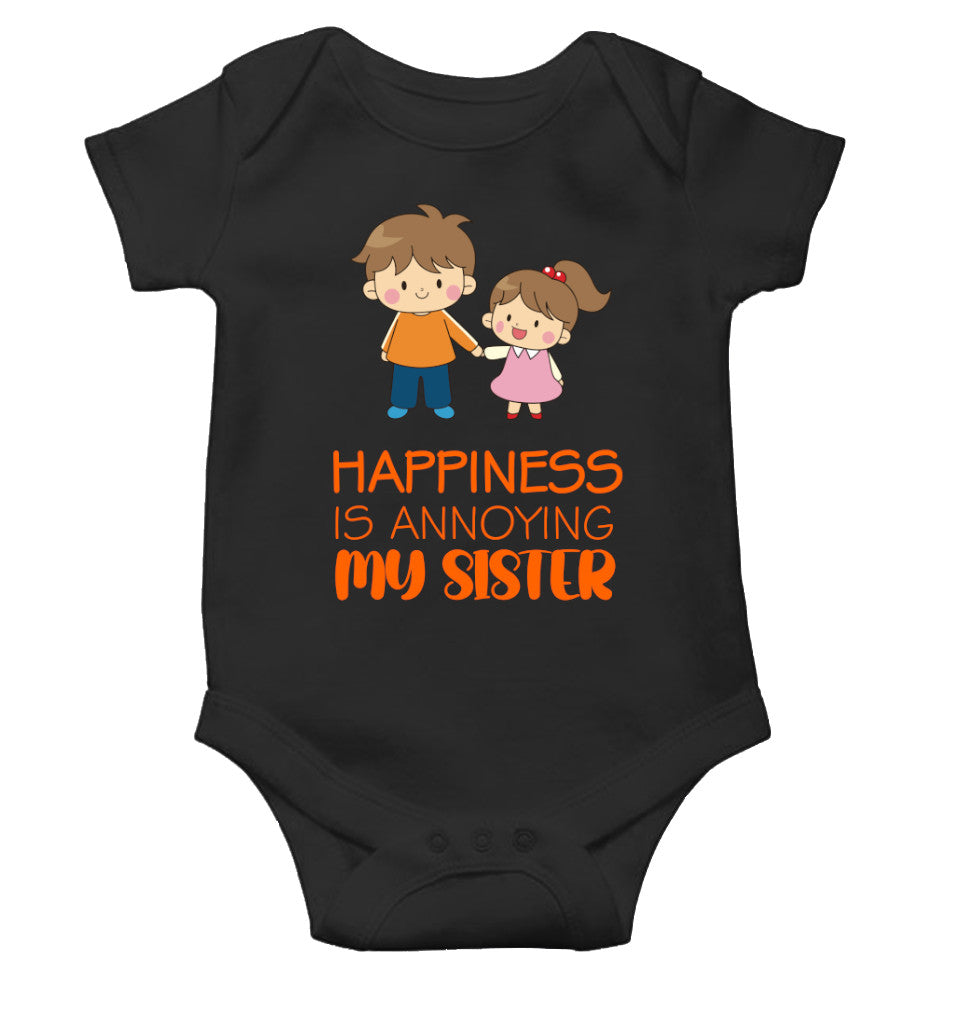 Happiness Is Annoying My Sister Rakshabadhan Rompers for Baby Boy- FunkyTeesClub