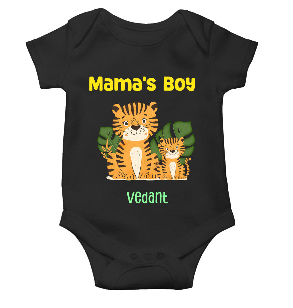 Custom Name Mamas Boy New Born Rompers for Baby Boy- FunkyTeesClub
