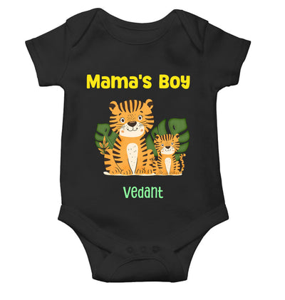 Custom Name Mamas Boy New Born Rompers for Baby Boy- FunkyTeesClub