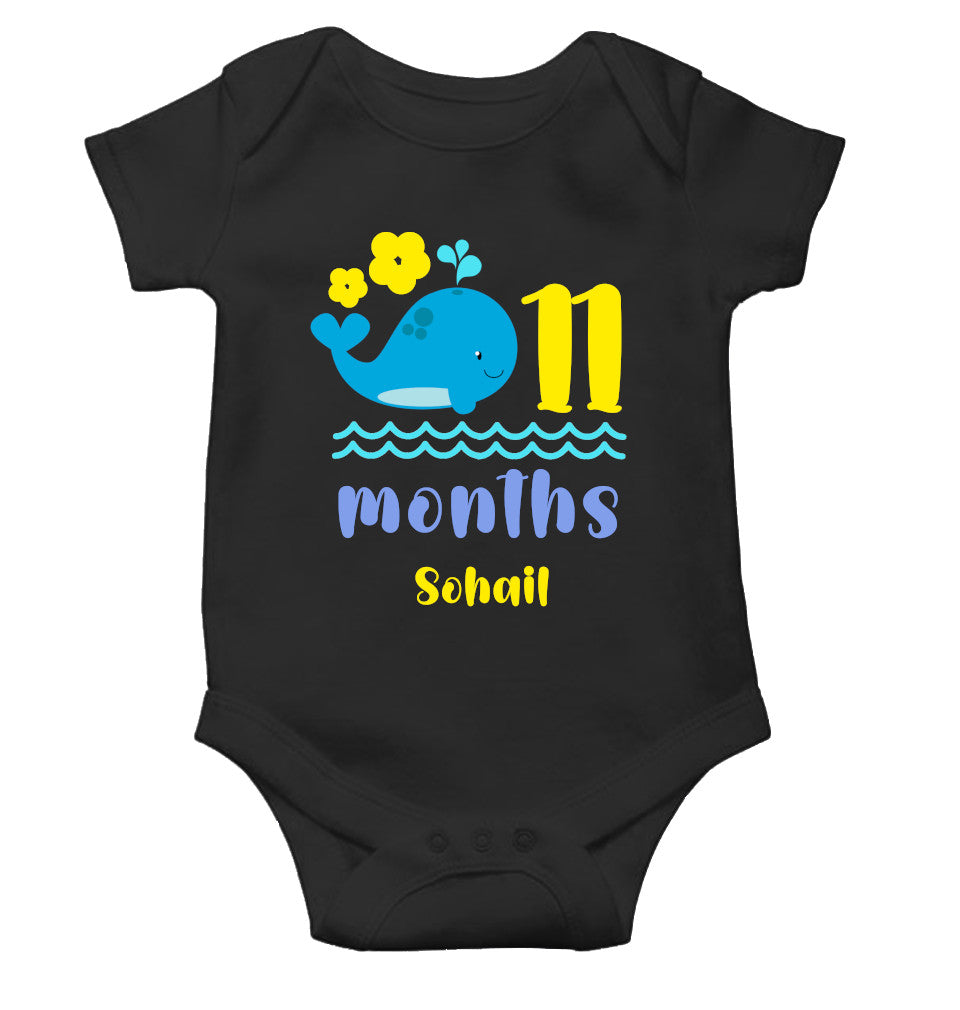 Custom Name Eleventh Month Rompers for Baby Boy- FunkyTeesClub