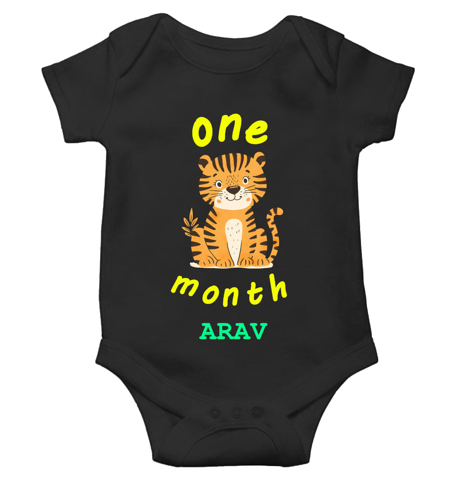 Custom Name One Month Rompers for Baby Boy- FunkyTeesClub