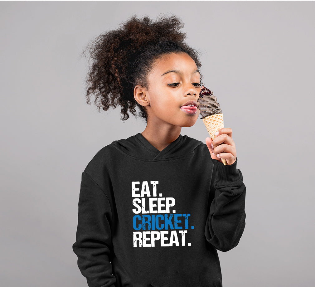 CRICKET Eat Sleep Cricket Repeat Girl Hoodies-FunkyTeesClub