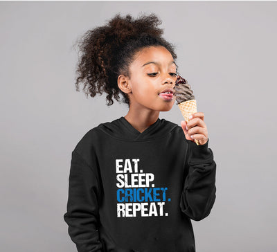 CRICKET Eat Sleep Cricket Repeat Girl Hoodies-FunkyTeesClub