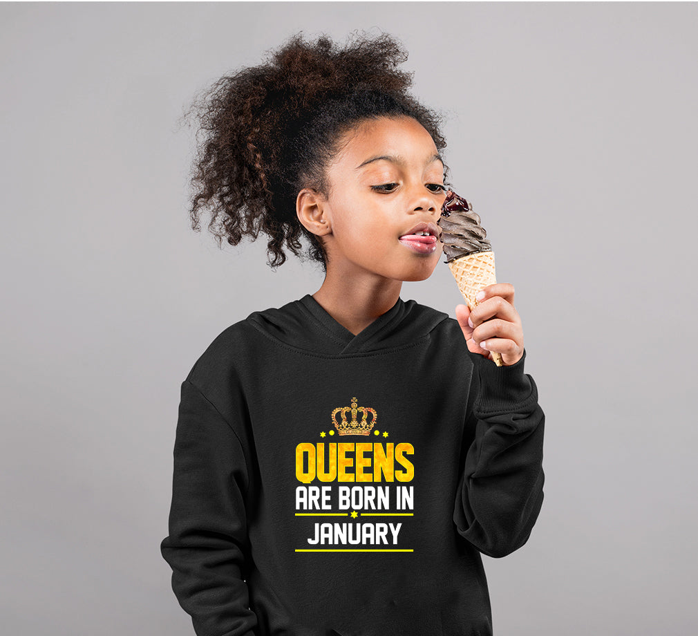 Queens Are Born In January Girl Hoodies-FunkyTeesClub