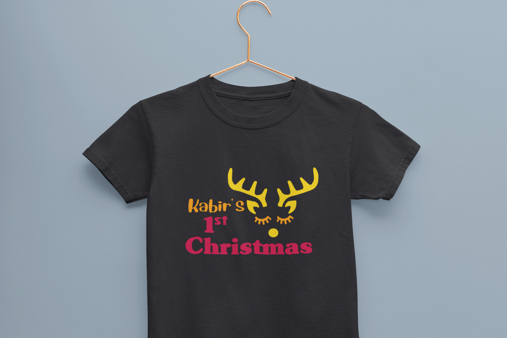Customized Name First Christmas Half Sleeves T-Shirt for Boy-FunkyTeesClub