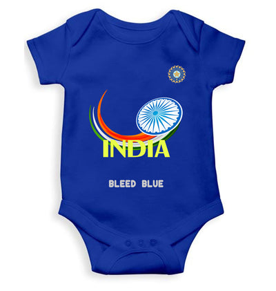 India Bleed Blue World Cup Cricket Rompers for Baby Boy- FunkyTeesClub