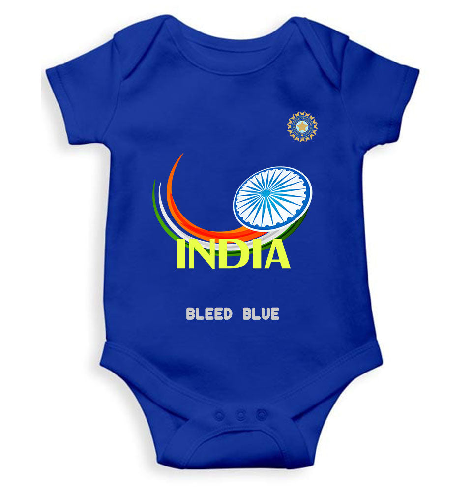India Bleed Blue World Cup Cricket Rompers for Baby Boy- FunkyTeesClub